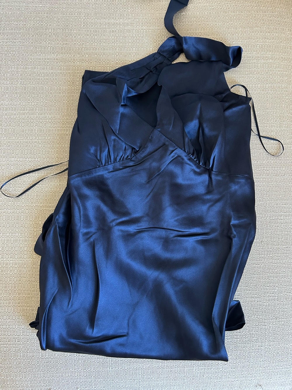 Reformation Pernille Silk Maxi Dress - Midnight Navy Blue Gown Party Medium - Picture 6 of 11